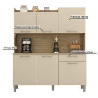 Armário De Cozinha Compacta 6 Portas 1 Gaveta Gênova - Freijó-vanilla - 3