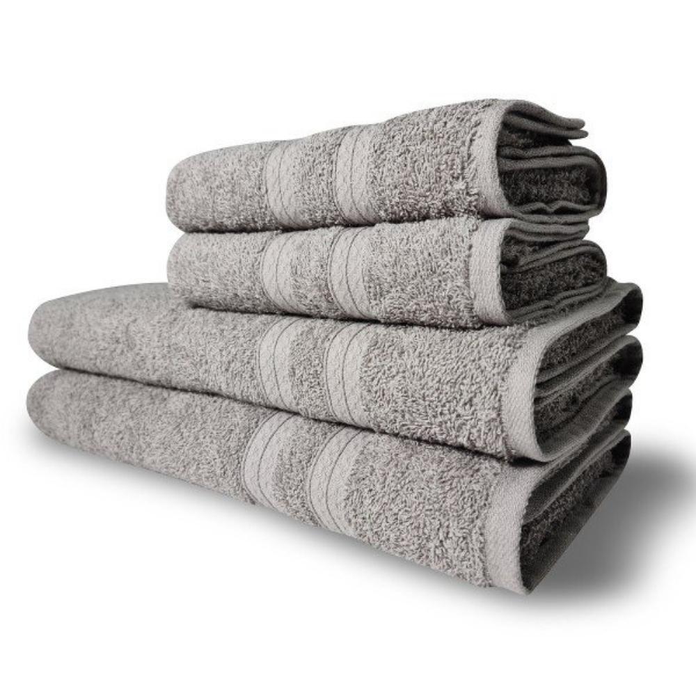 Jogo De Toalhas Itália Soft 4 Pçs - 2 Banho E 2 Rosto 430g/m² 100% Algodão - Cinza. - 1