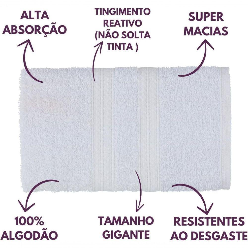 Jogo De Toalhas Gigante Itália Soft 2 Banhão + 2 Rosto + 2 Tapete Luxo 100% Algodão - Branco - 3