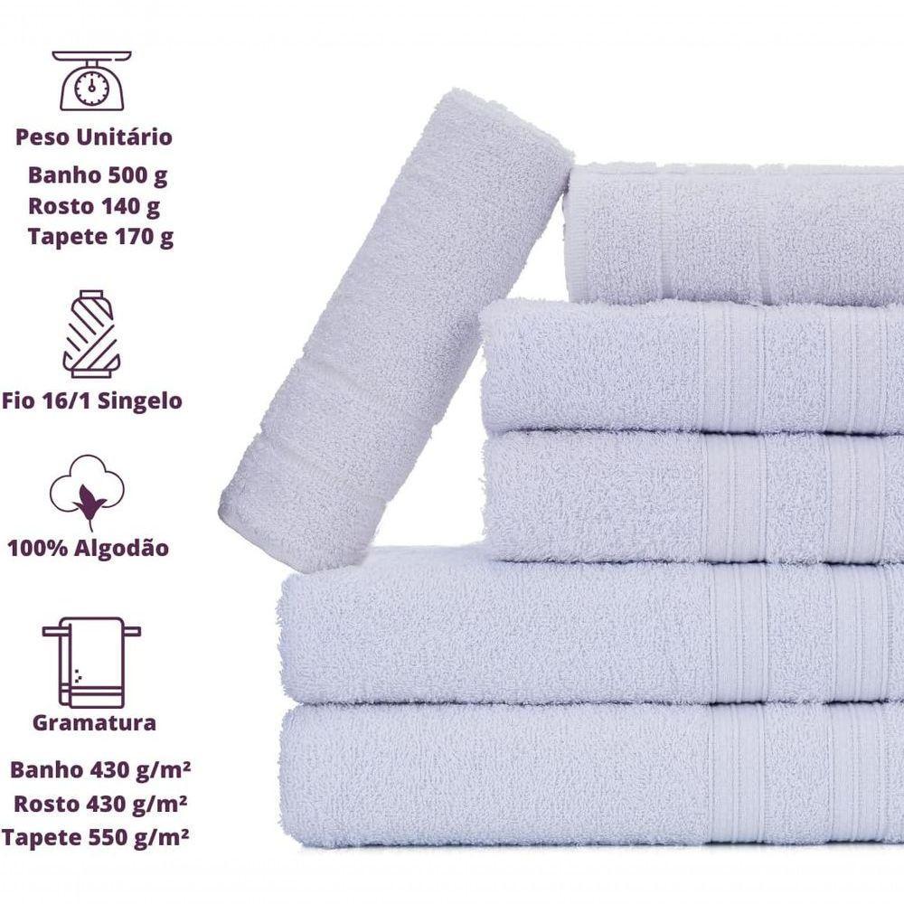 Jogo De Toalhas Gigante Itália Soft 2 Banhão + 2 Rosto + 2 Tapete Luxo 100% Algodão - Branco - 4