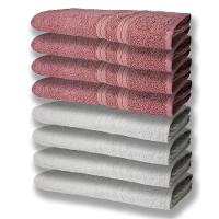 8 Toalhas Grande Super Felpudas E Grossa 80x150 4 Branco 4 Rosê - 1