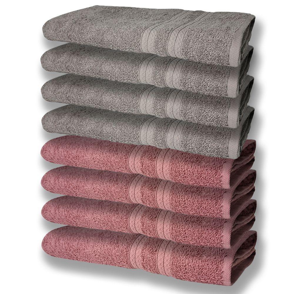 8 Toalhas Grande Super Felpudas E Grossa 80x150 4 Cinza 4 Rosê - 1