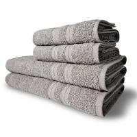 Jogo De Toalhas Itália Soft 4 Pçs - 2 Banho E 2 Rosto 430g/m² 100% Algodão Cinza - 1