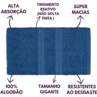 Jogo De Toalhas De Banho 4 Peças 100% Algodão Alta Absorção (2 Banho + 2 Rosto ) Padrão Hotel/pousada - Azul