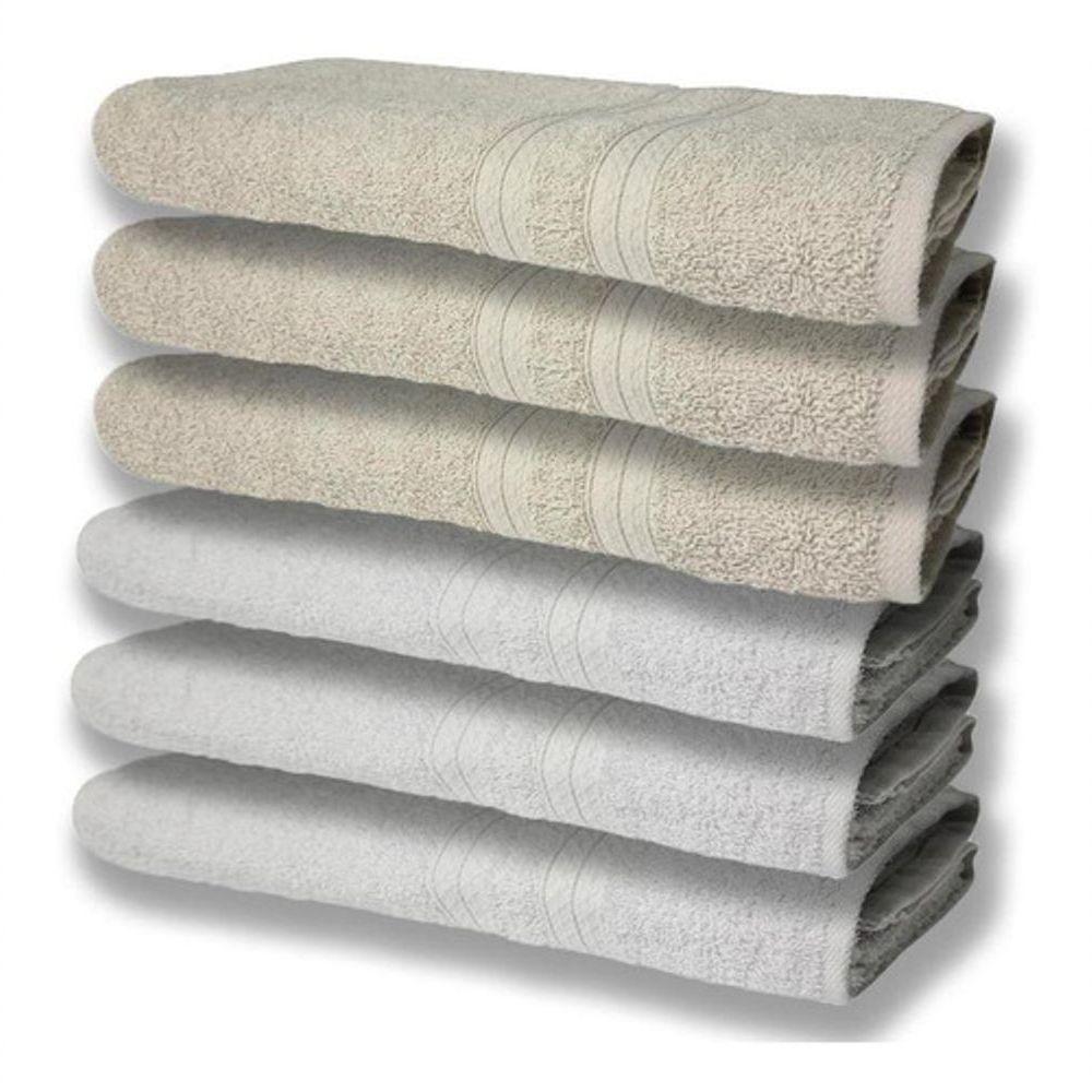 6 Toalhas Grande Felpudas E Grossa 80x150 Branco+bege - 1