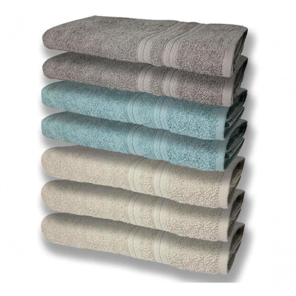 7 Toalhas Felpudas E Grossa 80x150 3 Bege 2 Verde 2 Cinza - 1