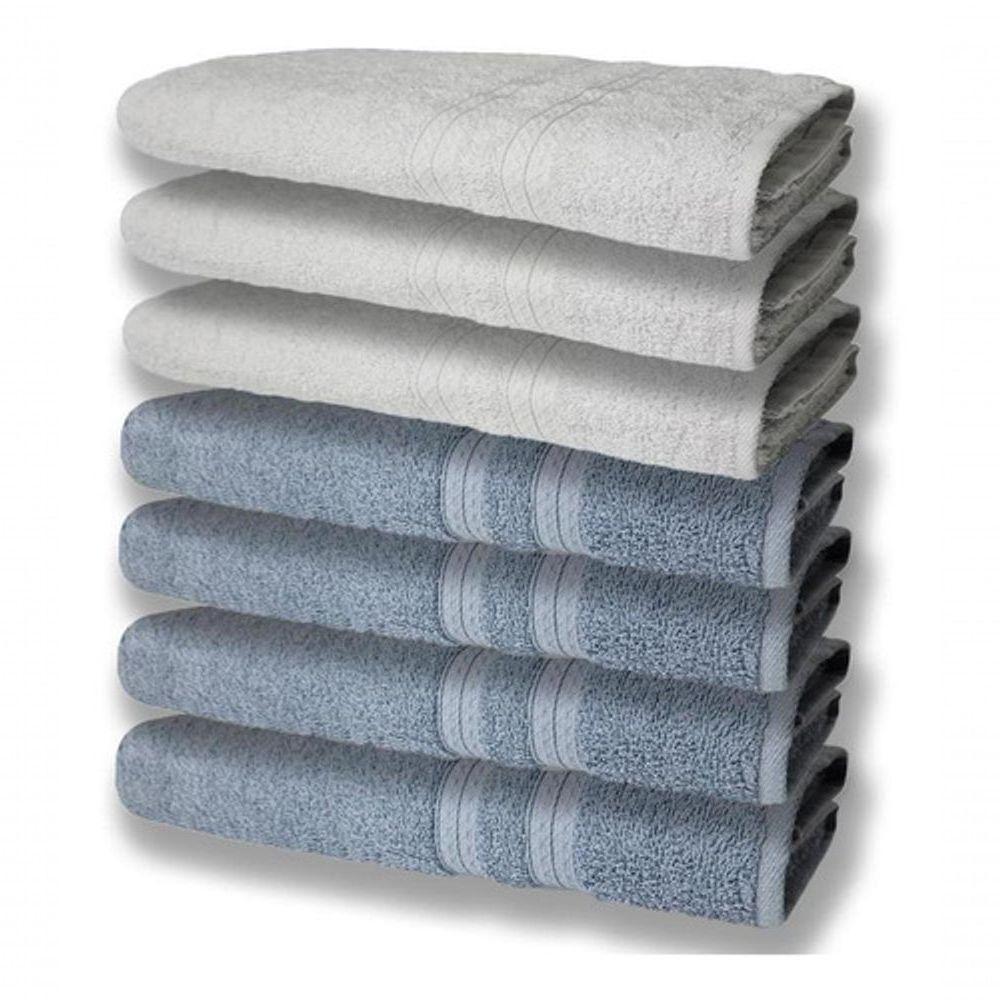 7 Toalhas Felpudas E Grossa 80x150 4 Azul 3 Branco - 1
