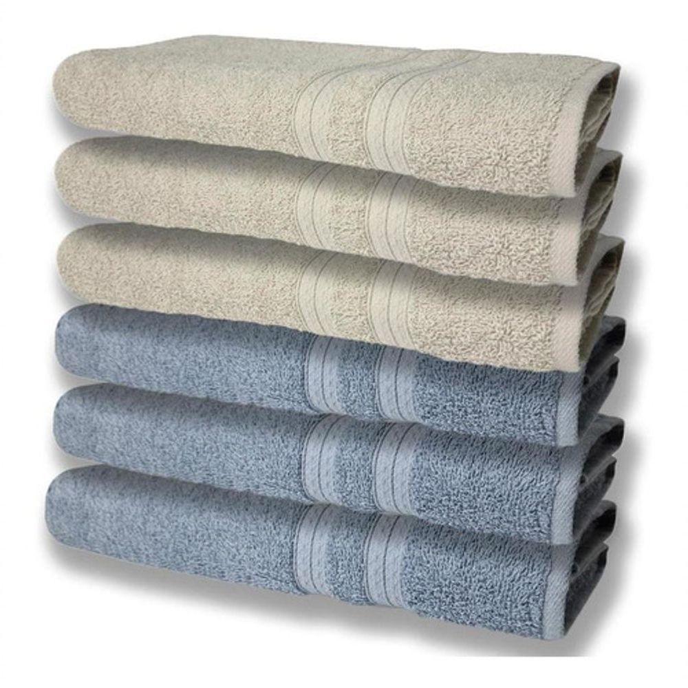 6 Toalhas Grande Felpudas E Grossa 80x150 Azul+bege - 1