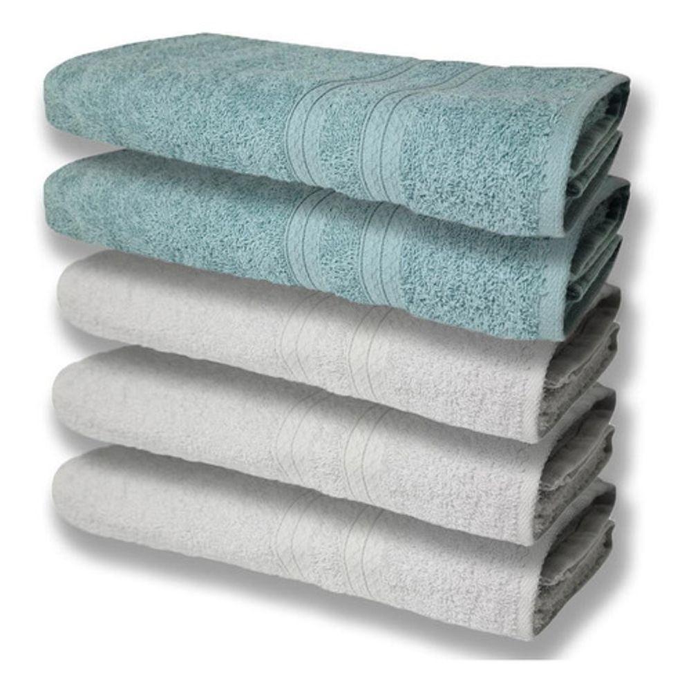 5 Toalhas Felpudas Grande E Grossa 80x150 Branco+verde - 1