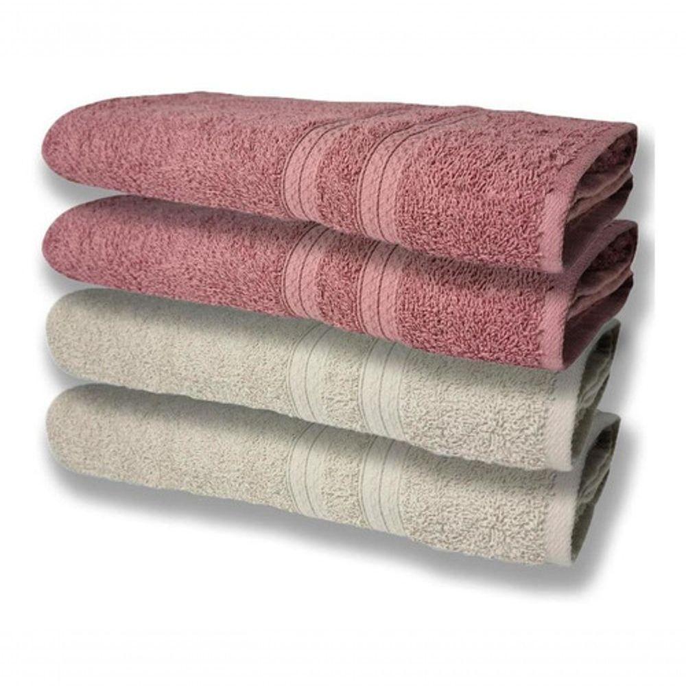 4 Toalhas Super Felpudas Grande E Grossa 80x150 Bege+rosê - 1