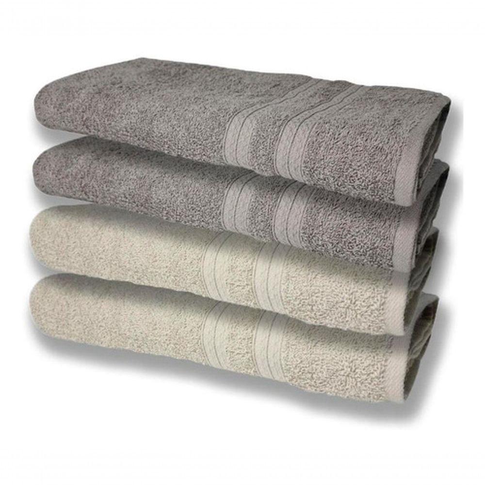 4 Toalhas Super Felpudas Grande E Grossa 80x150 Bege+cinza - 1