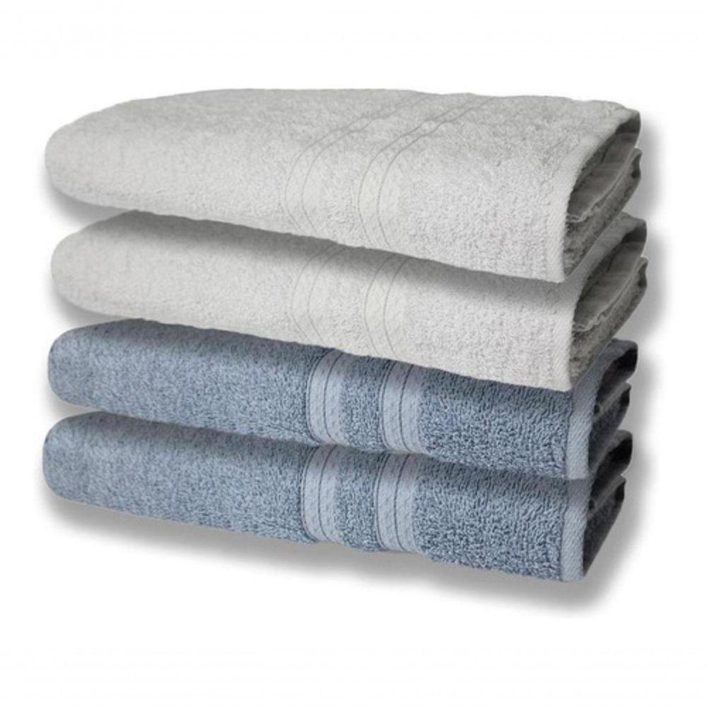 4 Toalhas Super Felpudas Grande E Grossa 80x150 Azul+branco - 1