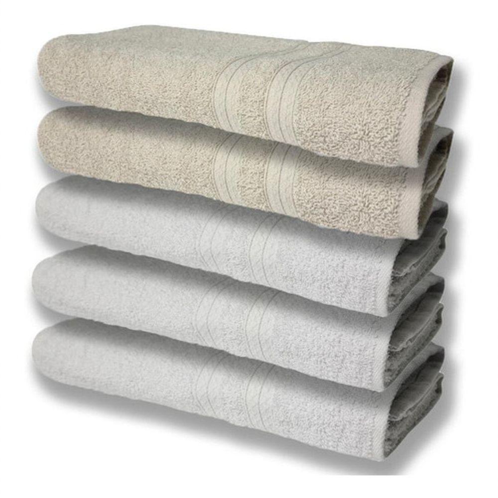 5 Toalhas Felpudas Grande E Grossa 80x150 Branco+bege - 1
