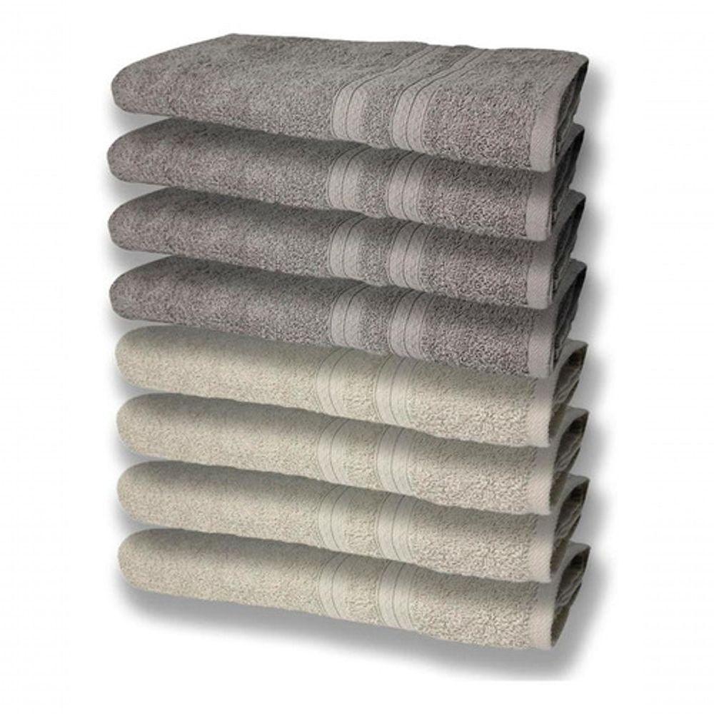 8 Toalhas Grande Felpudas E Grossa 80x150 4 Bege 4 Cinza - 1