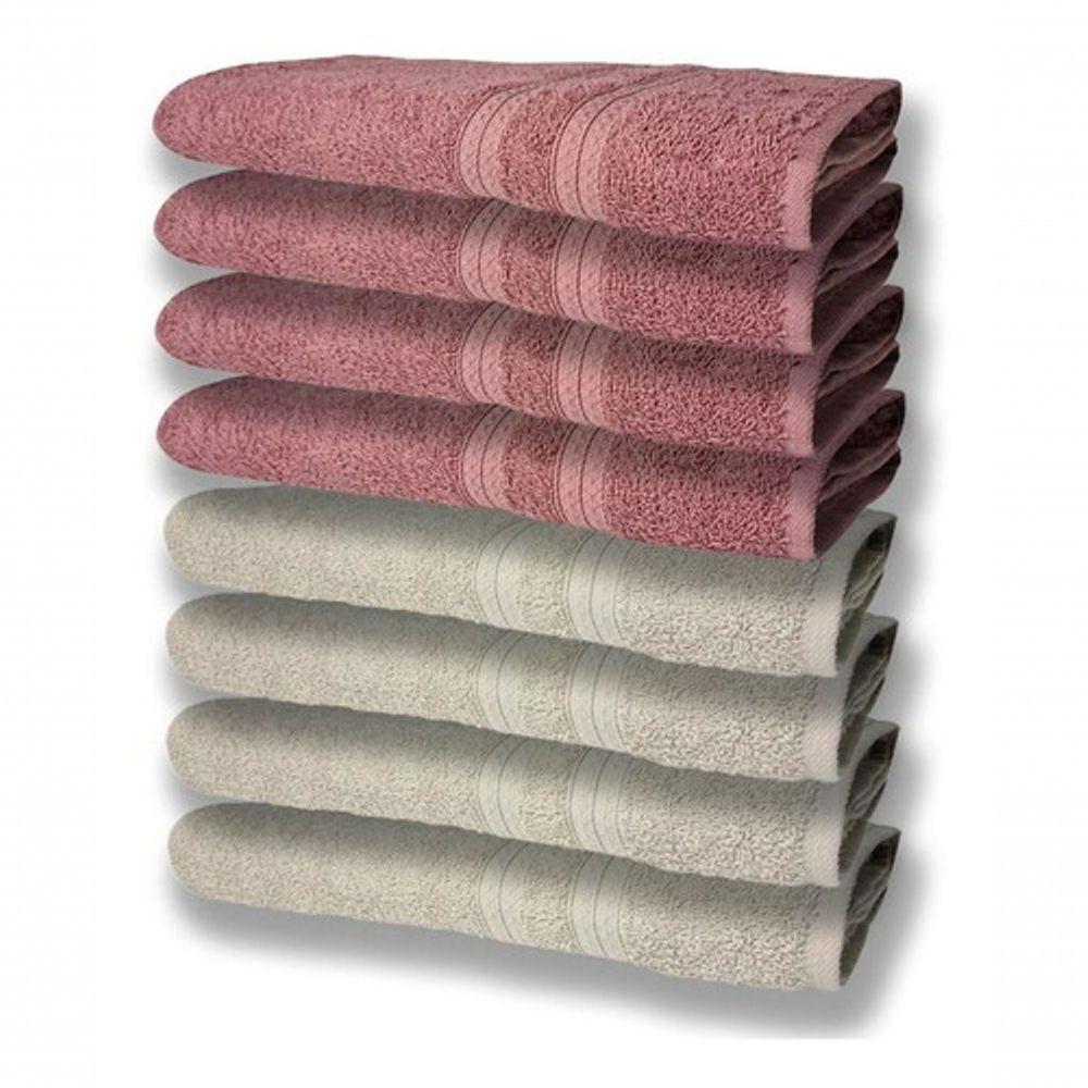 8 Toalhas Grande Felpudas E Grossa 80x150 4 Bege 4 Rosê - 1