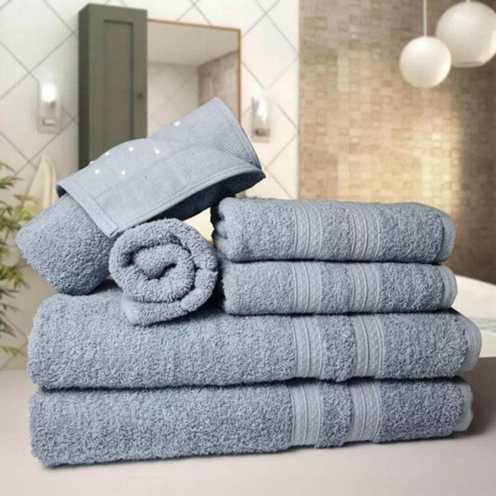 Jogo De Toalhas 4 Banhos 4 Rostos 4 Pisos Grossa Branco+azul - 2