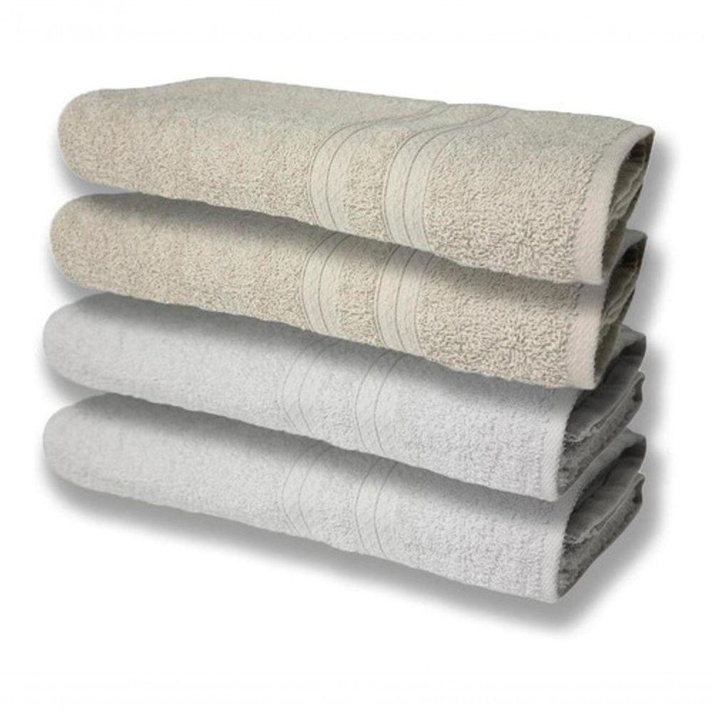 4 Toalhas Super Felpudas Grande E Grossa 80x150 Branco+bege - 1
