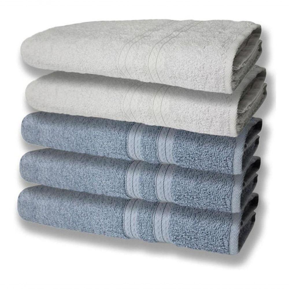 5 Toalhas Felpudas Grande E Grossa 80x150 Azul+branco - 1