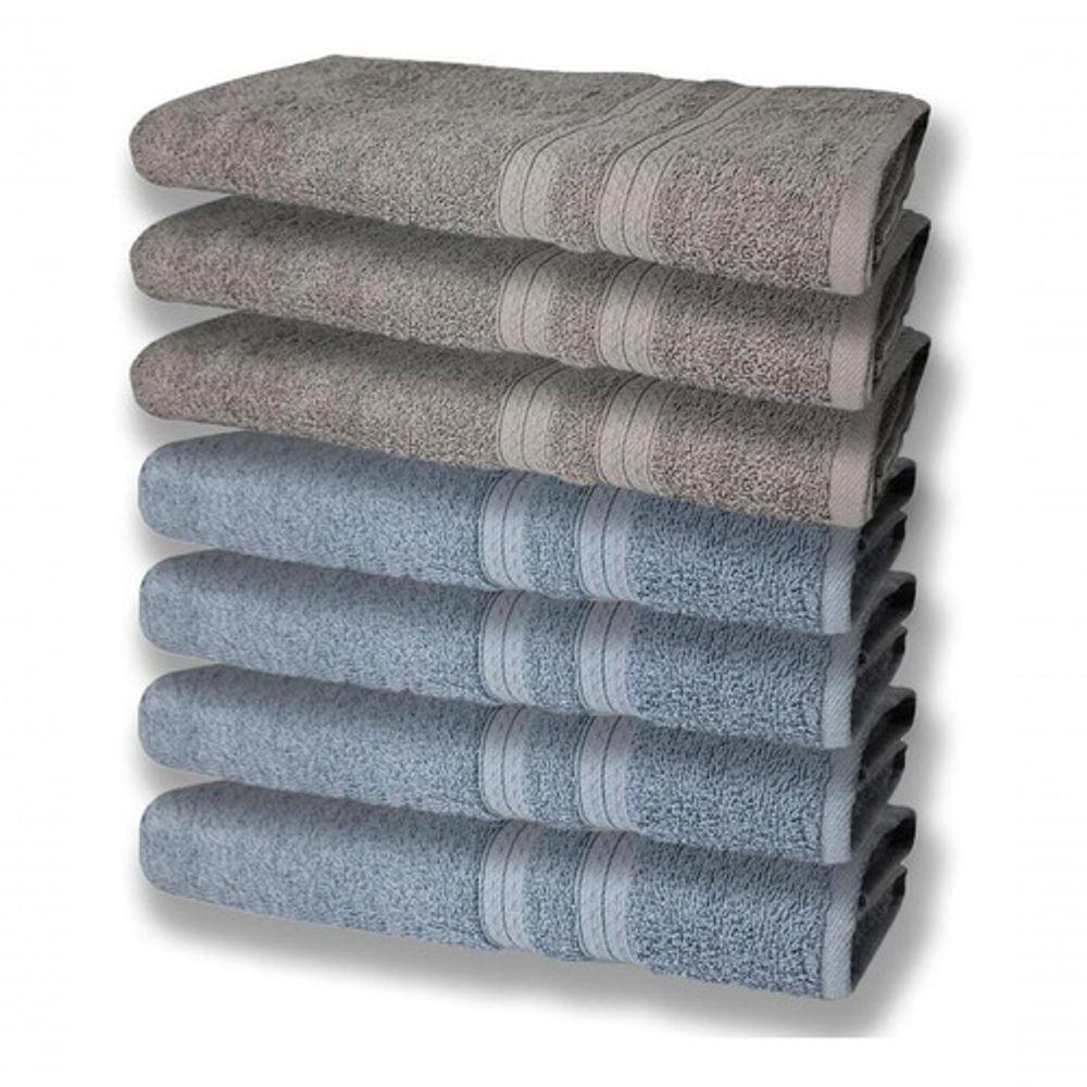 7 Toalhas Felpudas E Grossa 80x150 4 Azul 3 Cinza - 1