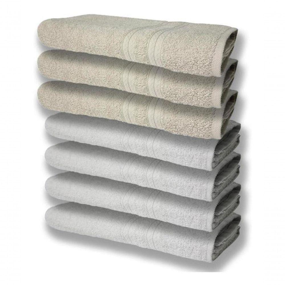 7 Toalhas Felpudas E Grossa 80x150 4 Branco 3 Bege - 1