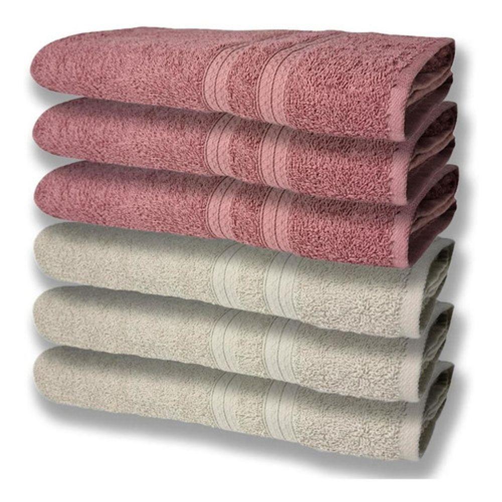 6 Toalhas Grande Felpudas E Grossa 80x150 Bege+rosê - 1