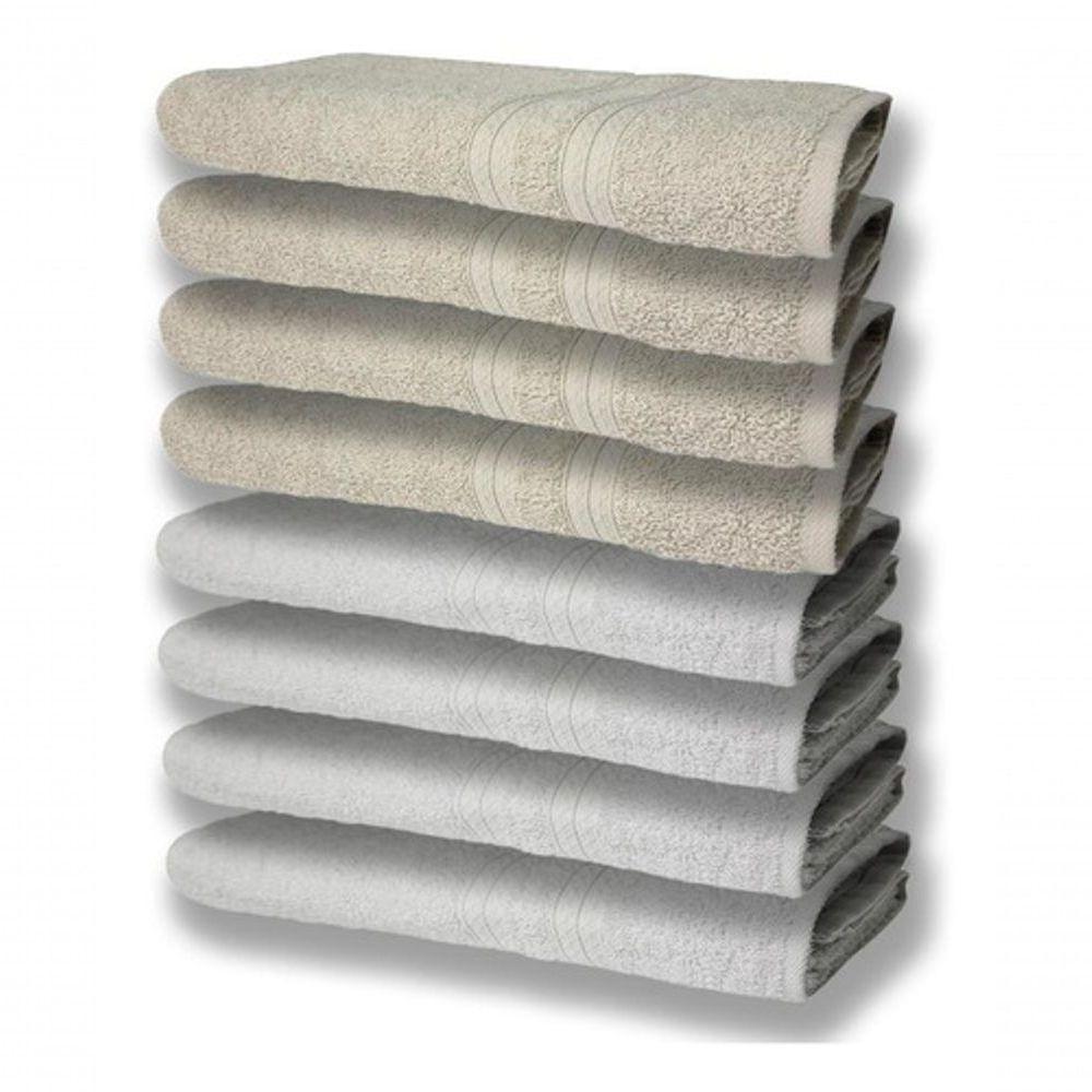 8 Toalhas Grande Felpudas E Grossa 80x150 4 Branco 4 Bege - 1
