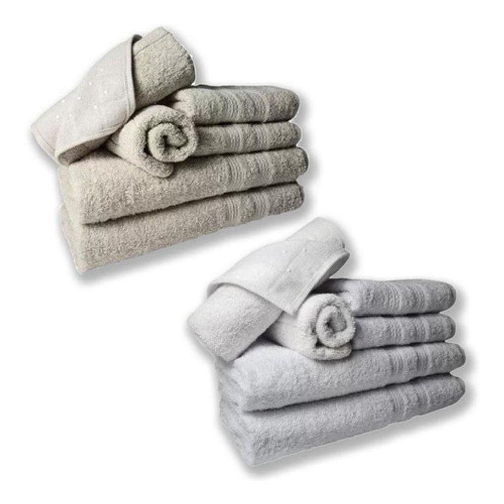 Jogo De Toalhas 4 Banhos 4 Rostos 4 Pisos Grossa Bege+branco - 1