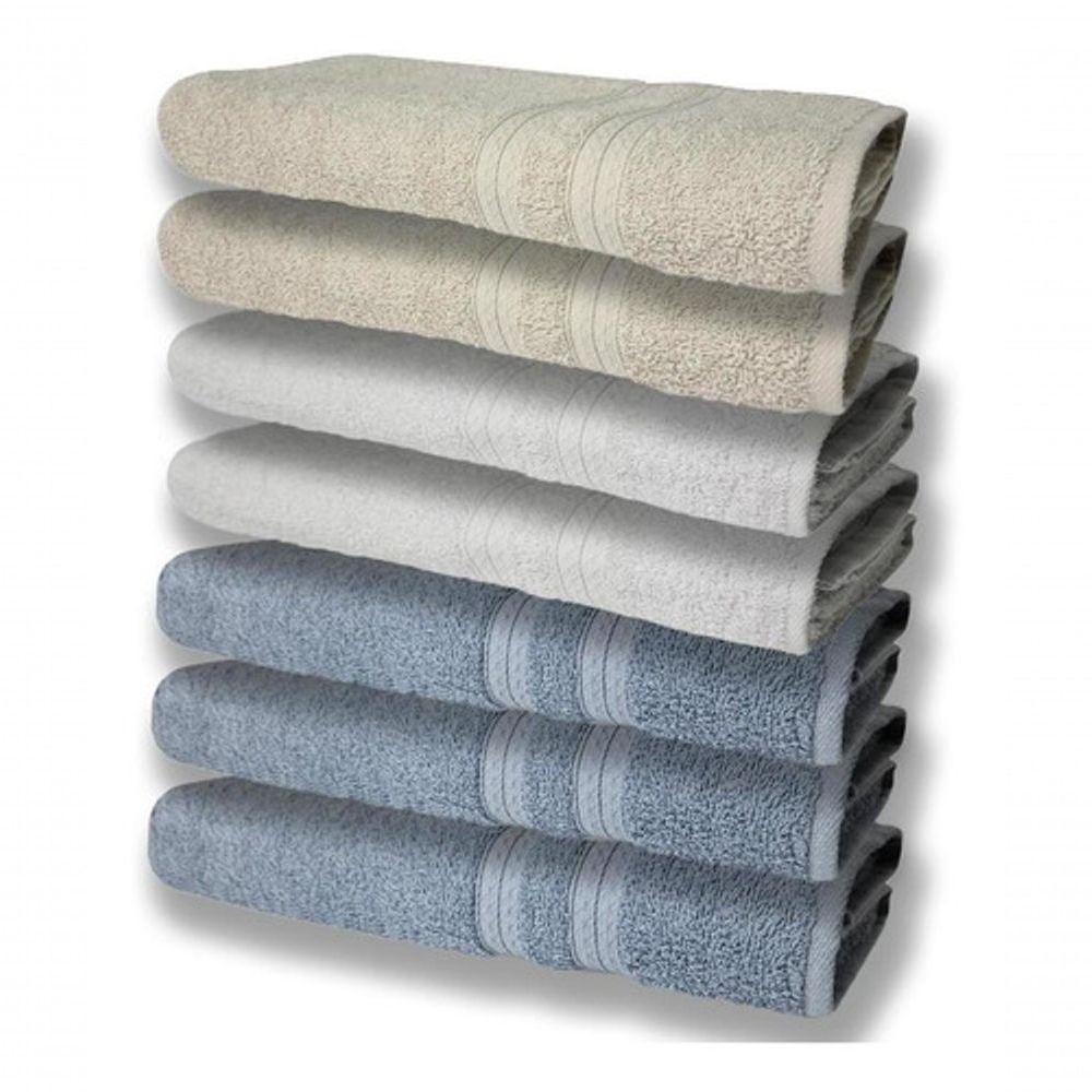 7 Toalhas Felpudas E Grossa 80x150 3 Azul 2 Branco 2 Bege - 1