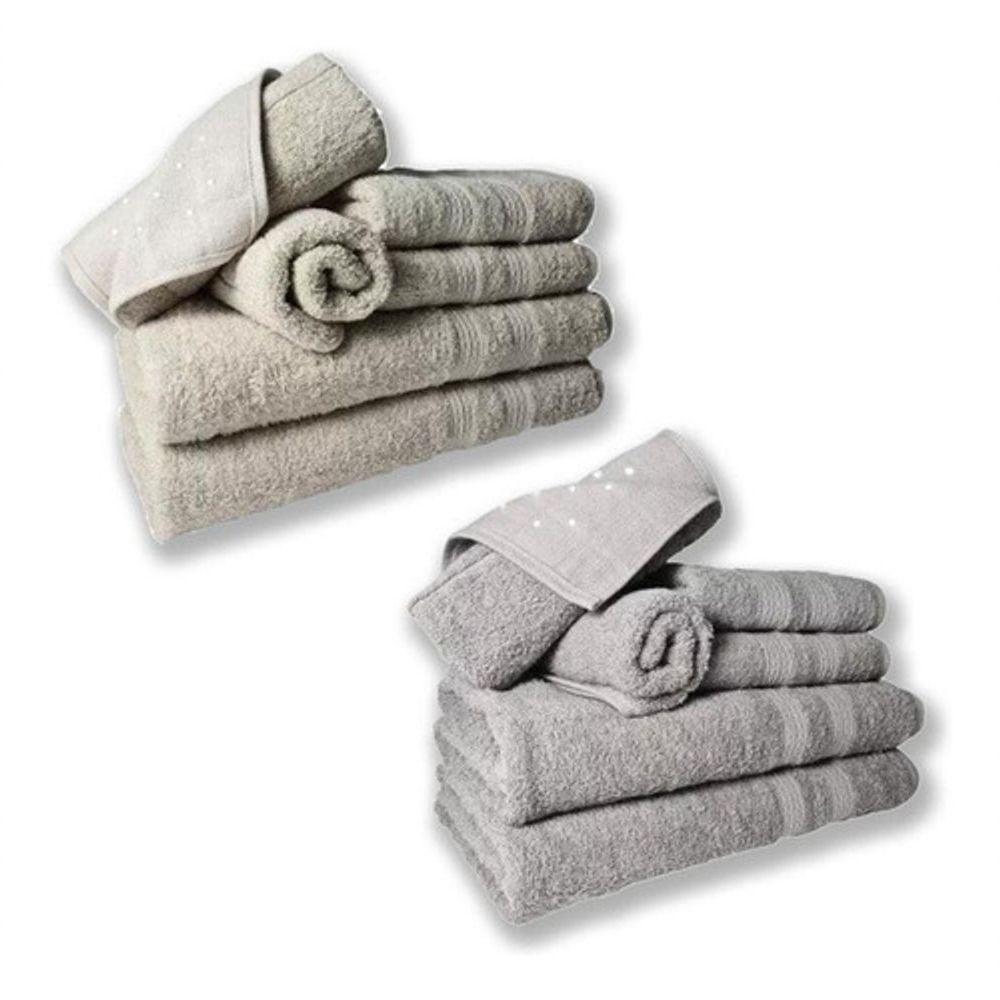 Jogo De Toalhas 4 Banhos 4 Rostos 4 Pisos Grossa Bege+cinza - 1