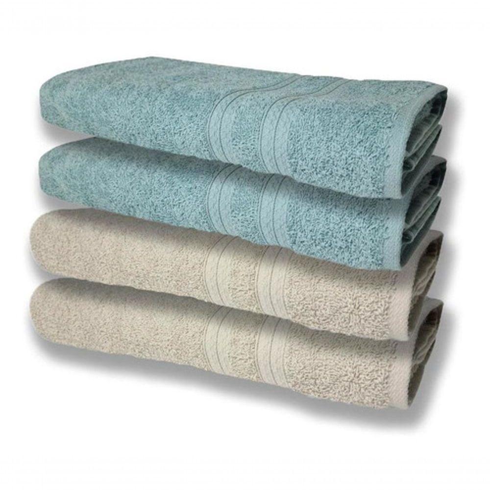 4 Toalhas Super Felpudas Grande E Grossa 80x150 Bege+verde - 1
