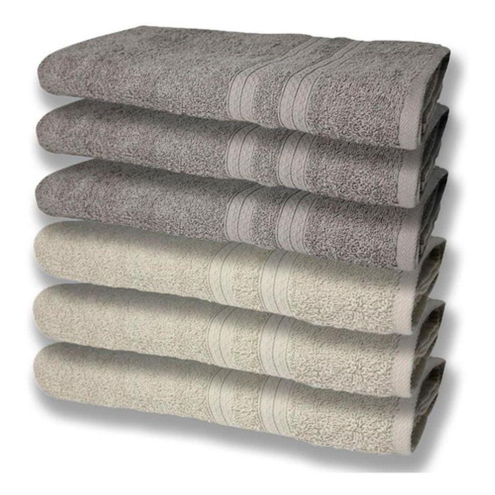 6 Toalhas Grande Felpudas E Grossa 80x150 Bege+cinza - 1
