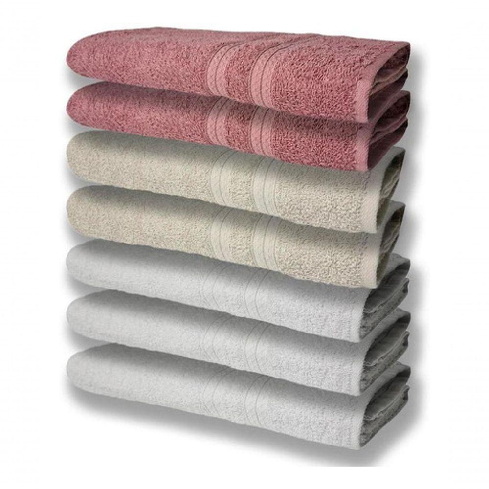 7 Toalhas Felpudas E Grossa 80x150 3 Branco 2 Bege 2 Rosê - 1