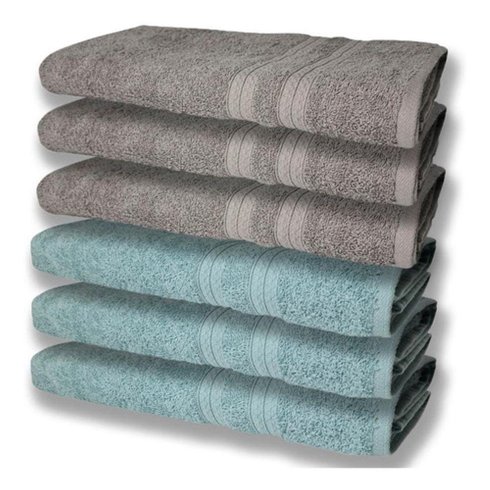 6 Toalhas Grande Felpudas E Grossa 80x150 Verde+cinza - 1