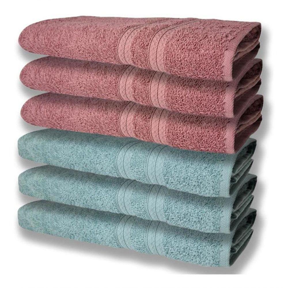 6 Toalhas Grande Felpudas E Grossa Algodão 80x150 Verde+rosê - 1