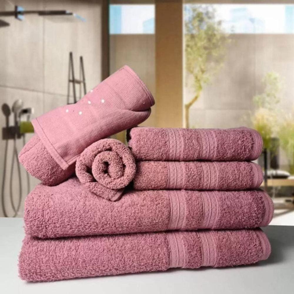 Jogo De Toalhas 4 Banhos 4 Rostos 4 Pisos Grossa Bege+rosê - 2