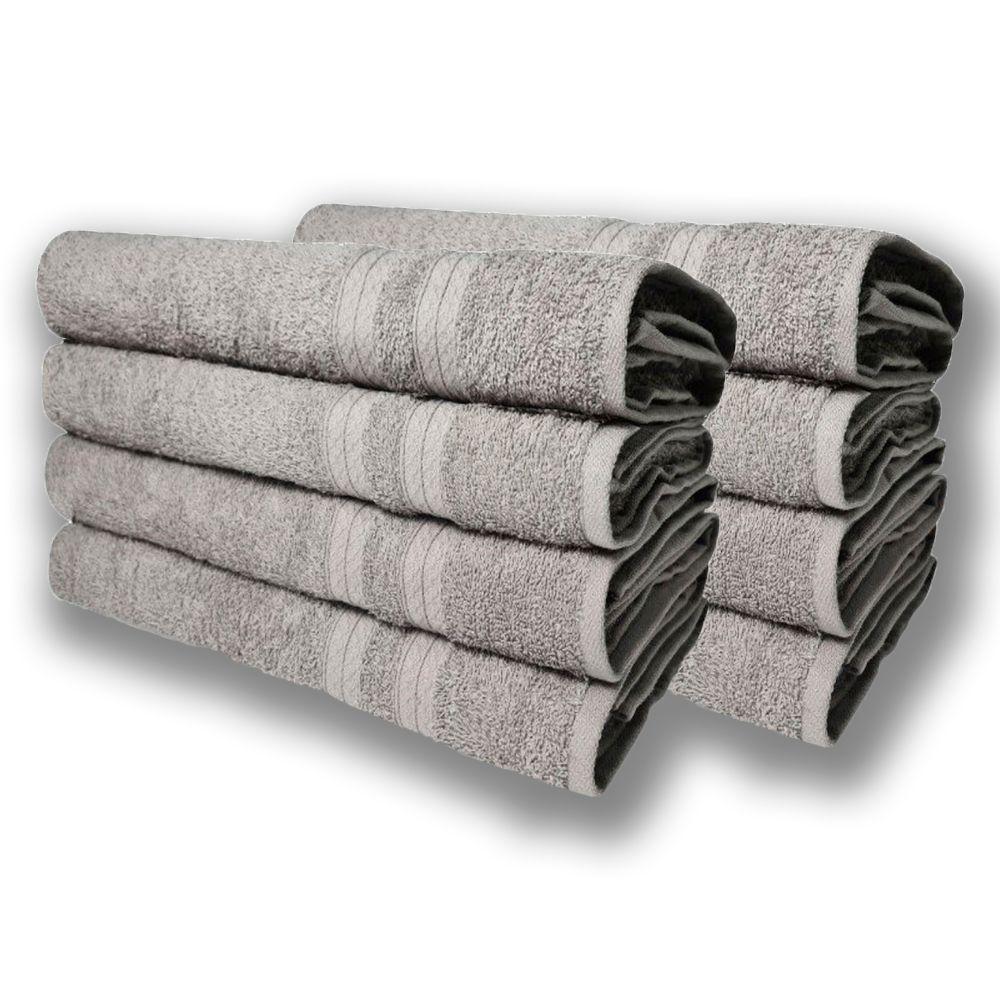 Kit 8 Toalhas De Banho Itália Soft 100% Algodão 430g/m 80x150cm Cinza - 1