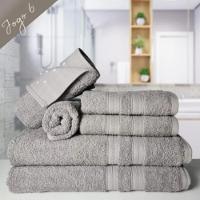 Jogo De Toalha 6 Pçs Gigante Felpuda Itália Soft 100% Algodão Cinza