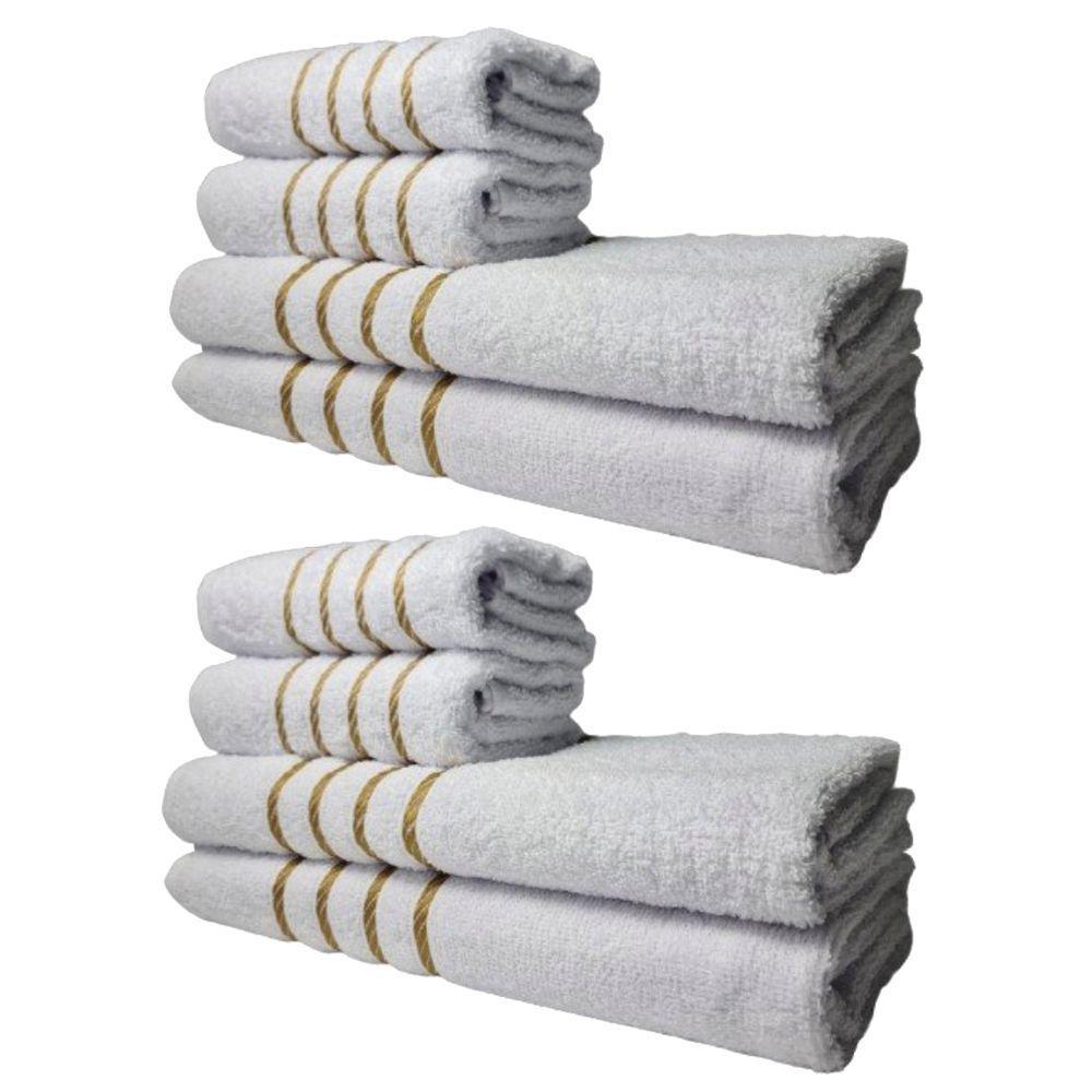 Kit 8 Toalhas Grossas E Grandes Montreal 4 Banhos 4 Rostos Branco - 1