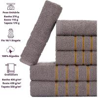 Jogo De Toalha Montreal 2 Banhão + 2 Rosto + 2 Tapete Piso Luxuoso 100% Algodão Cinza