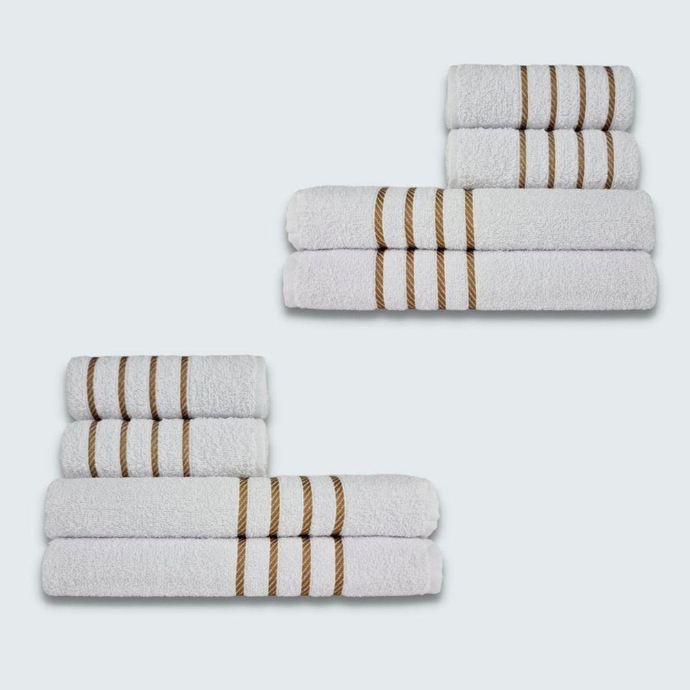 Jogo De Toalha 8 Peça Coleção Montreal 100% Algodão Branco - 1