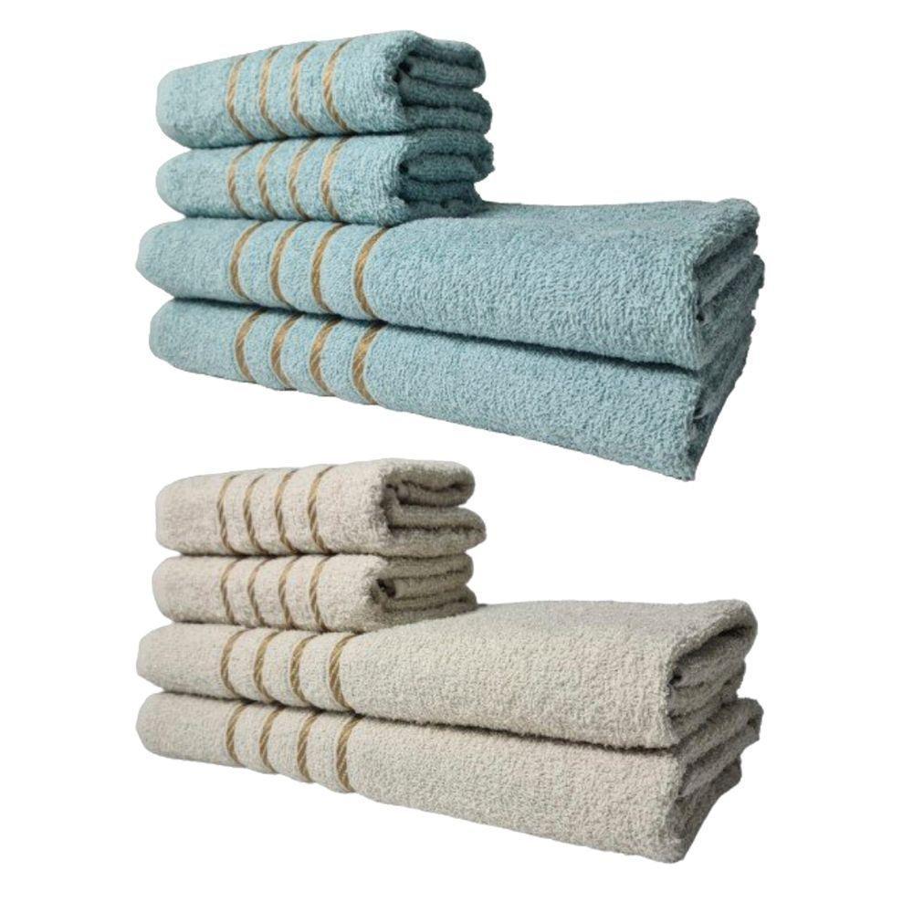 Kit 8 Toalhas Grandes Montreal 4 Banhos 4 Rostos Verde+bege - 1