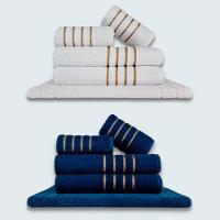 Jogo De Toalhas 10 P?s Cole??o Montreal 100% Algod?o Branco+azul - 1