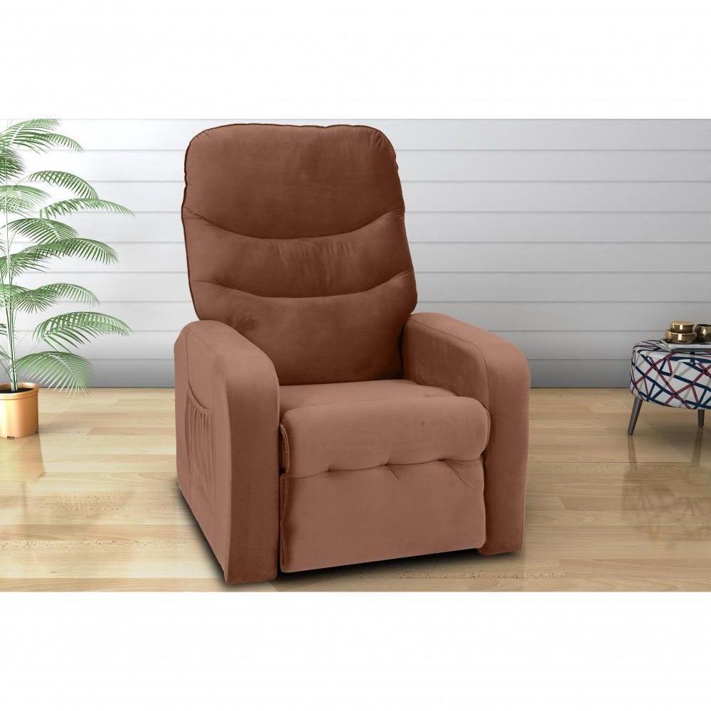 Poltrona Reclinável Punto 1 Lugar Veludo Cobre Matrix - 1