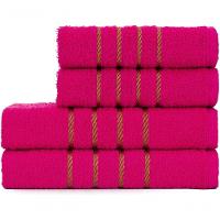 Jogo De Toalha 2 Banho + 2 Rosto Montreal 100% Algodão Alta Absorção - Rosa Pink - 1