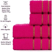 Jogo De Toalha 2 Banho + 2 Rosto Montreal 100% Algodão Alta Absorção - Rosa Pink - 3