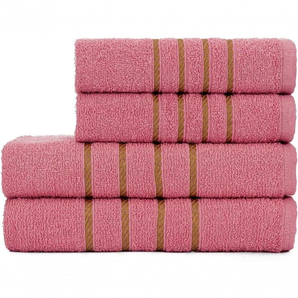 Jogo De Toalha 2 Banho + 2 Rosto Montreal 100% Algodão Alta Absorção - Rosê - 1