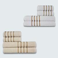 Jogo De Toalha 8 Pe?a Cole??o Montreal 100% Algod?o Branco+bege - 1