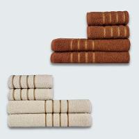 Jogo De Toalhas 8 Pe?a Cole??o Montreal 100% Algod?o Marrom+bege - 1