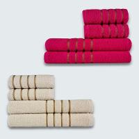 Jogo De Toalhas 8 Pe?a Cole??o Montreal 100% Algod?o Rosa+bege - 1