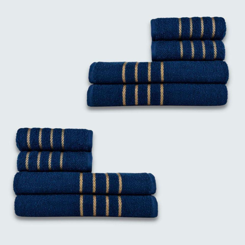 Jogo De Toalha 8 Peças Coleção Montreal 100% Algodão Azul - 1